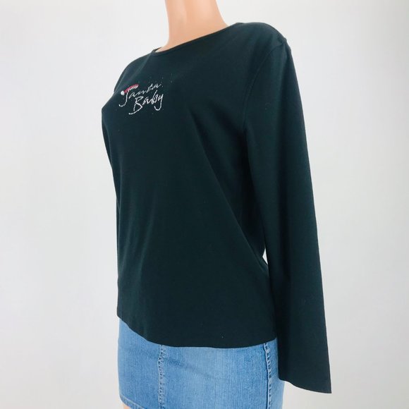 M & C Sportswear Top Size 3XL Black Santa Baby - Picture 5 of 8